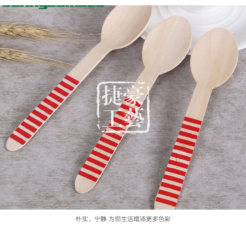 Cute and small, colorful disposable tableware, outdoor portable disposable spoons, wooden spoons, high-quality colored spoons wholesale detail image 12