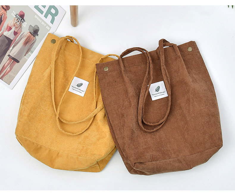 Women's Fashion Solid Color Corduroy Shopping Bags display picture 1