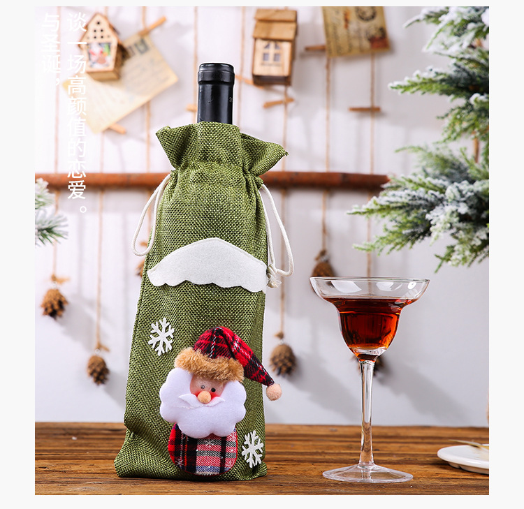 Christmas Decorations Christmas Bottle Set Wine Champagne Bottle Bag Dining Table Dress Up display picture 2