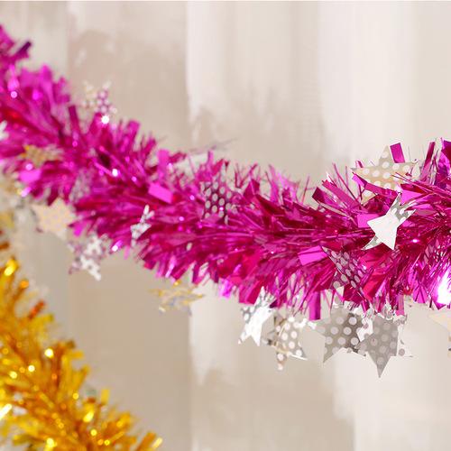 Cross-border best-selling Christmas wedding decoration arrangement 2.5 meters 5-layer encrypted Christmas fur garland ribbon colorful ribbons