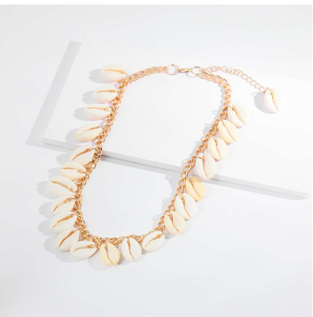 2019 Commerce Extérieur Européen Et Américain Chaud-vente Ornement Style Bohème Naturel Shell Collier Tous Les-correspondant À Court Alliage Clavicule Chaîne display picture 2