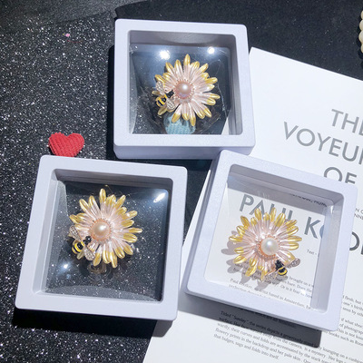 海之贝蜜蜂采花精致小胸针雏菊花真淡水珍珠胸针胸花衣饰品批发|ms