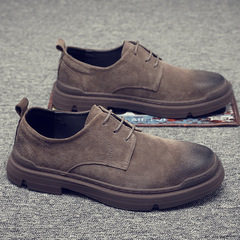 Spring and Autumn New Style Martin Boots Men's Low-top Genuine Leather Trendy Shoes Korean Style Trendy British Style Retro Short Boots Work Shoes Large Size