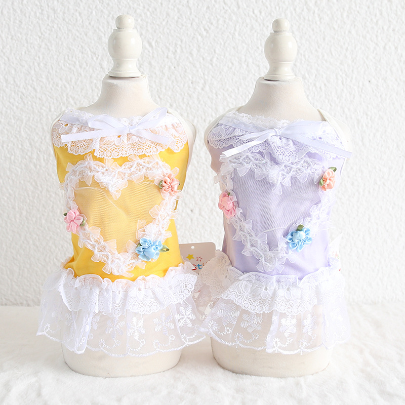 爱心网纱蕾丝边吊带衫