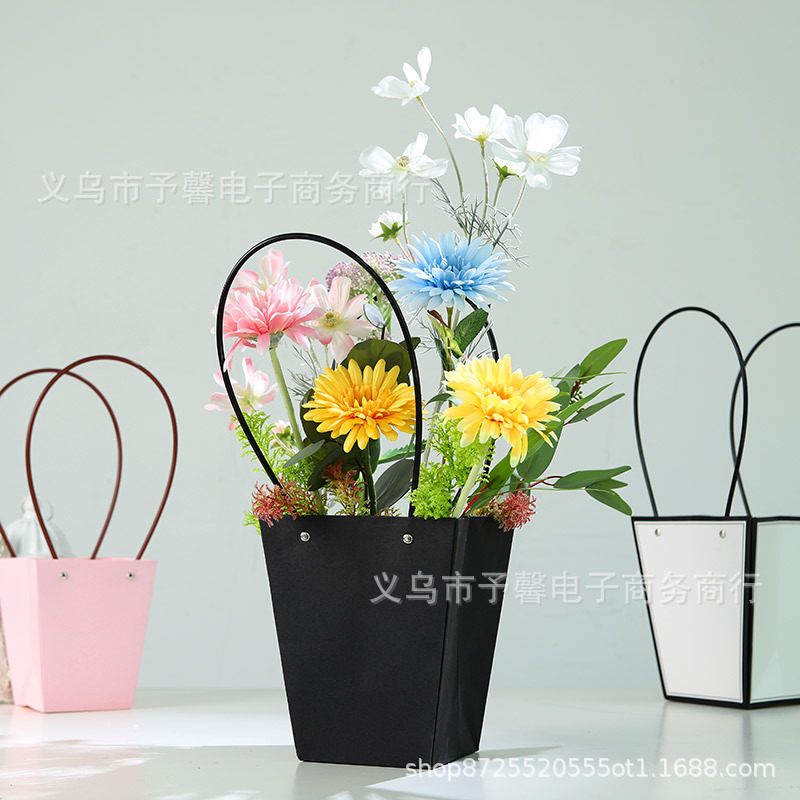 牛皮纸鲜花包装袋花艺花束插花袋子材料盒礼品袋手提花袋防水花篮