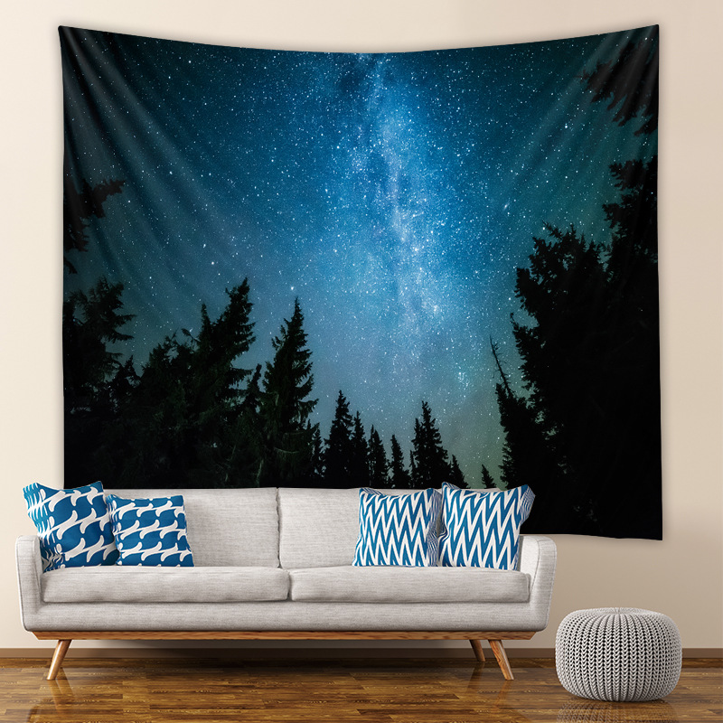 Night Starry Sky Forest Landscape Room Bedroom Tapestry Wholesale Nihaojewelry display picture 1