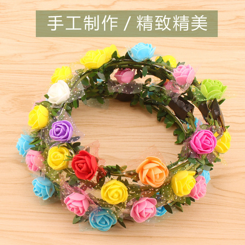 Luminous garland wholesale colorful flashing ten lights led headwear headband children's toys night market stall supply hot sale