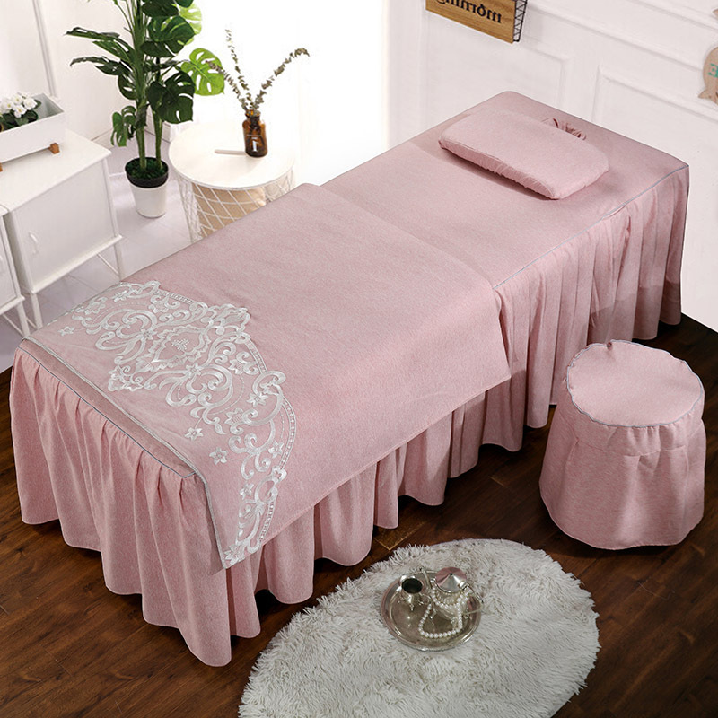 娇奢水洗竹节棉四件套美容院专用床罩洗头美甲按摩熏蒸床罩订制批|ms