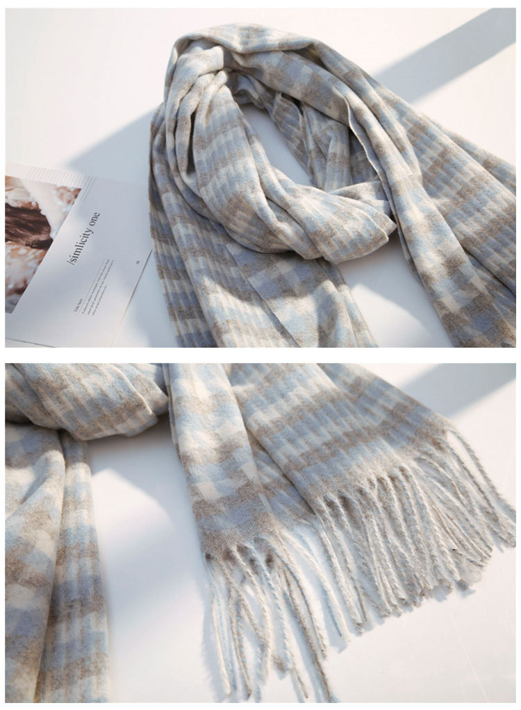 Small Houndstooth Scarf Female Winter Long Imitation Wool Fringed Scarf display picture 29