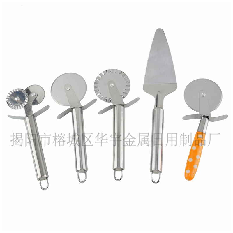 不锈钢披萨刀 圆钢柄单轮花边双轮披萨铲 切披萨工具 厨房小用品