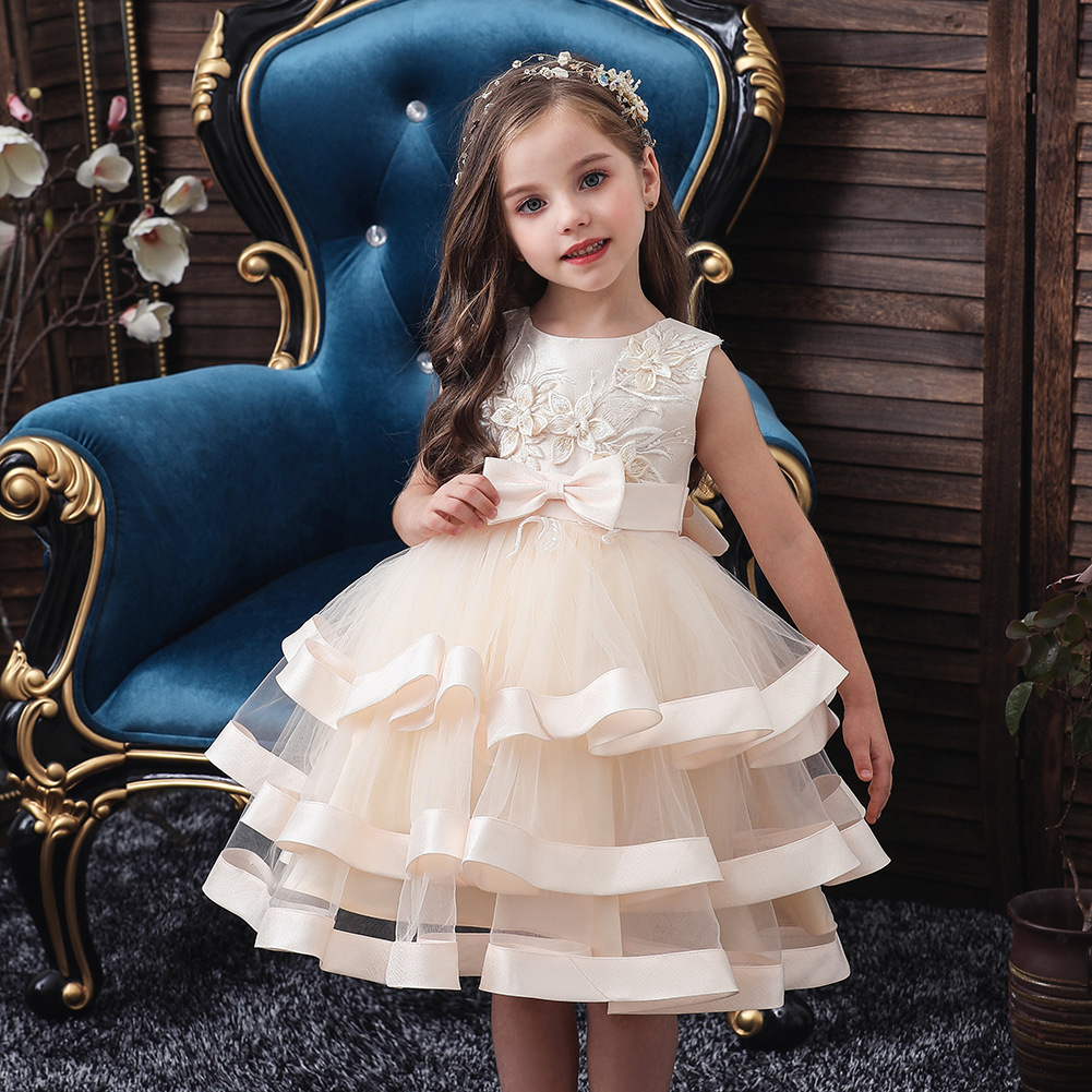 AliExpress vestido de princesa de niña caliente vestido de niña de flores para niños pequeños y medianos falda de malla pettiskirt de pastel de niña europea y americana