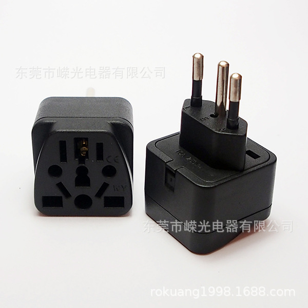 WY-13A巴西转换插座菱形三脚绝缘层包胶新多功能插孔美规极性丹麦
