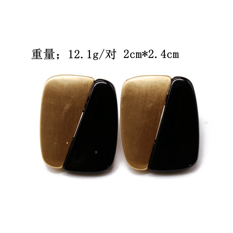 Rectangular Gold And Silver Two-color Stitching Stud Earrings Fashion Design Ear Stud Earrings display picture 1