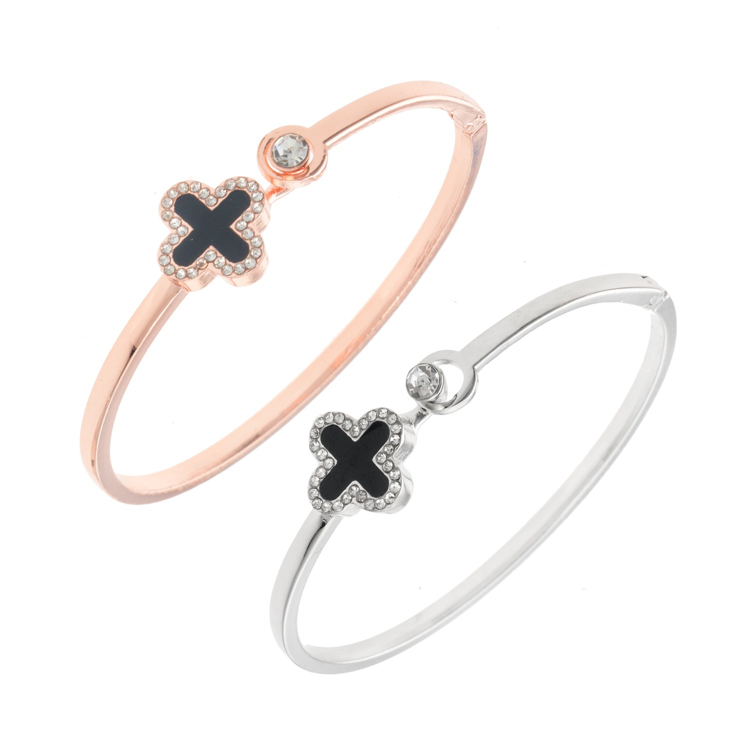 Fashion Four Leaf Clover Alloy Zircon Bangle display picture 2