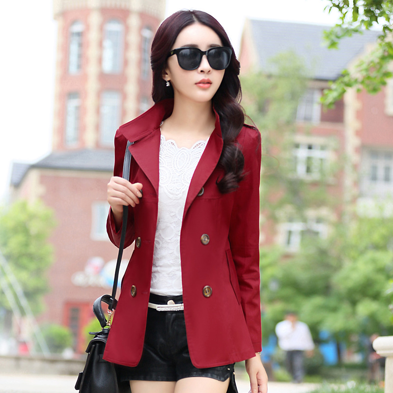 2020春秋季新款双排扣英伦百搭收腰长袖外套风衣修身显瘦女装代理