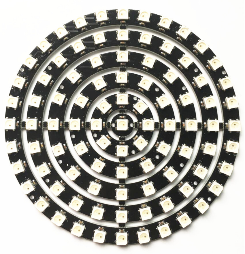 LED 圆环内置IC全彩点控1-8-12-16-24-32 WS2812B 93灯 环形 圆盘