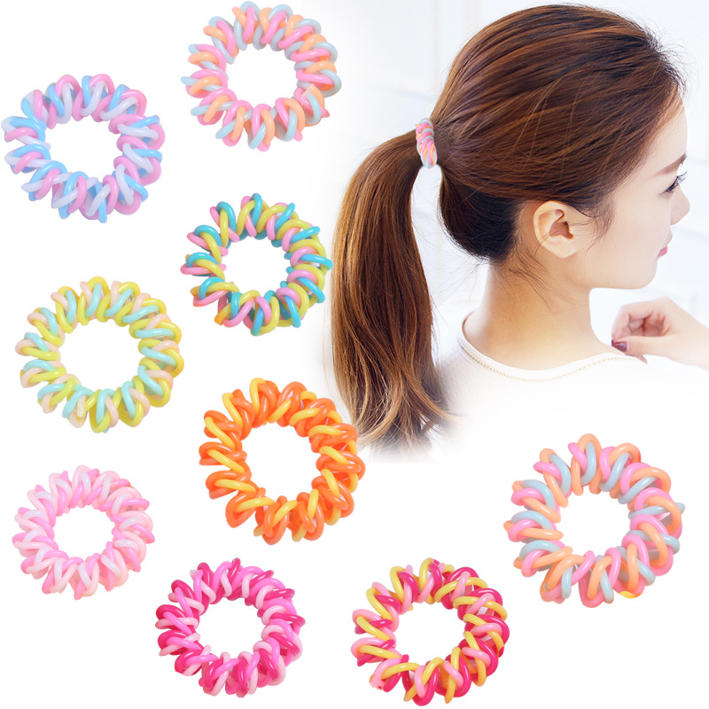 皮筋发绳韩版电话线简约发圈小清新头绳高弹力头花头饰品厂家批发|ru