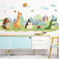 Cartoon animal stickers wall stickers self-adhesive baby children's room decoration stickers kindergarten early education let's go together