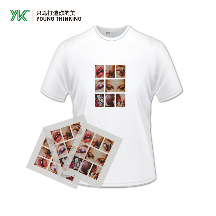 激光热转印烫画 镭射珠片烫画制作 男装组合工艺