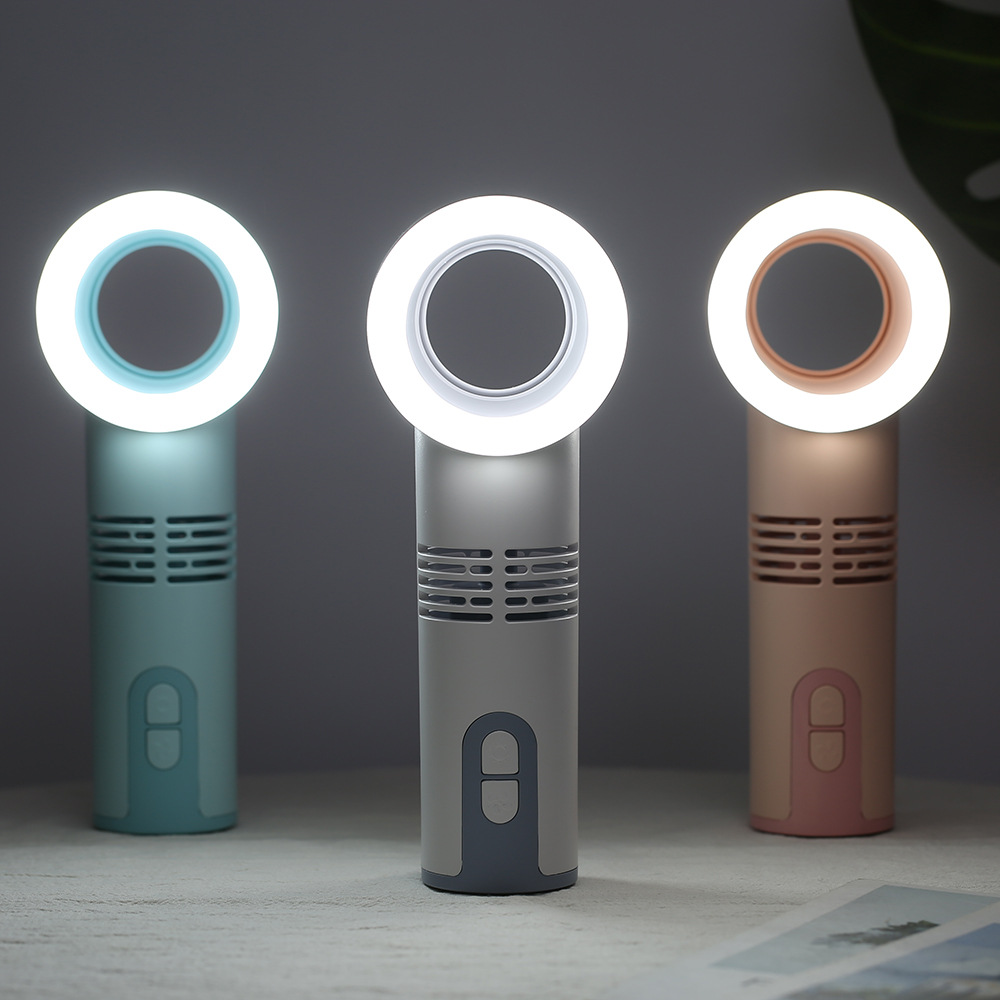 Cross border originality No leaves Fan Fill Light Night light No leaves Mini Fan household hold usb Small portable fan