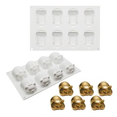 8-in-a-Row Gold Pig Silicone Mold, Small and Medium Pig Mold, Mousse Cake Mold