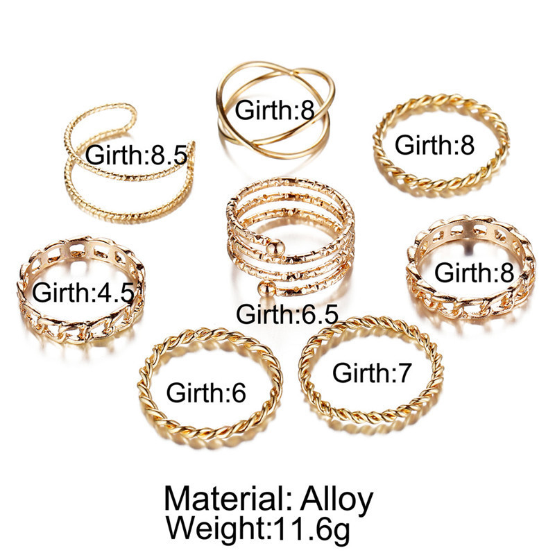 New Simple Alloy Joint Ring Set Creative Retro Multi-layer Cross Opening Twist Love Ring Wholesale display picture 15