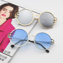 亚马逊跨境新款太阳镜金属圆框墨镜鬼爪装饰镜框女士海洋片眼镜