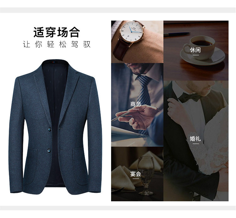 Áo vest nam dạ lông cừu dáng ôm cổ vest dài tay — Màu xanh, Màu xám, Màu đen chi tiết 7