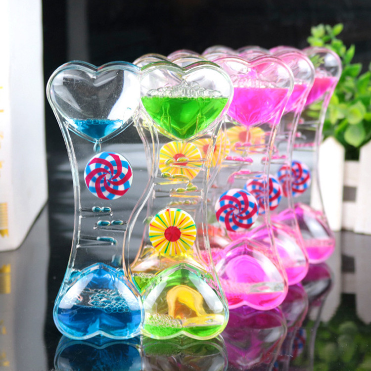 双心滴油沙漏风车油滴带旋转涡轮计时器礼品精品店沙漏热销货源
