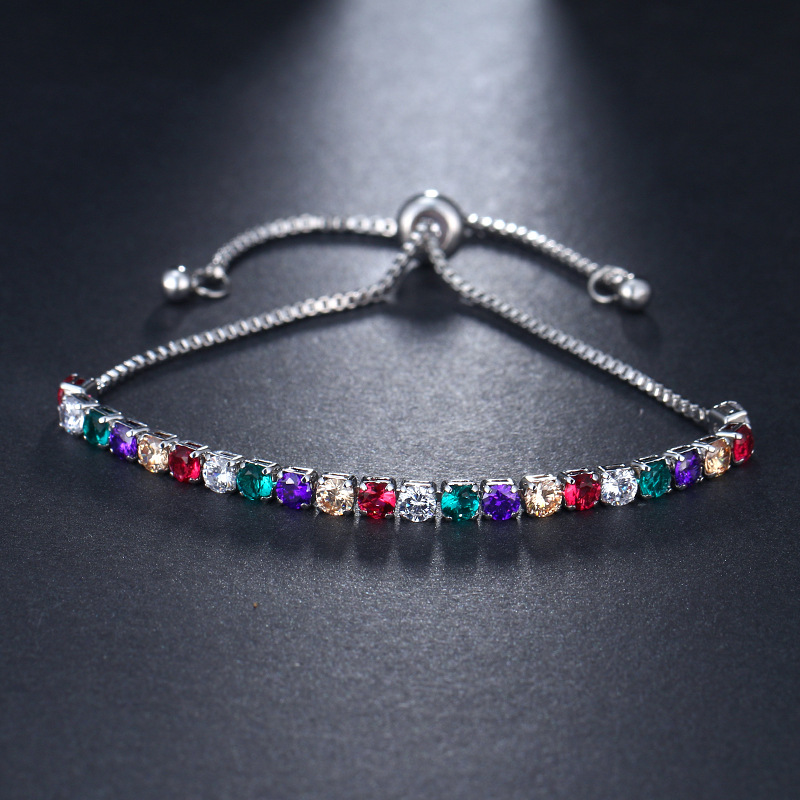 Gioielli e accessori micro intarsiato zircone braccialetto estraibile alla moda semplice braccialetto femminile catena a scatola regolabile nuovi accessori_voghion.com