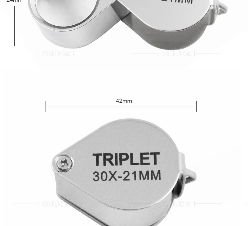 楚达30X21高倍金属折叠便携手持式10x20倍玻璃镜片珠宝鉴定放大镜详情3