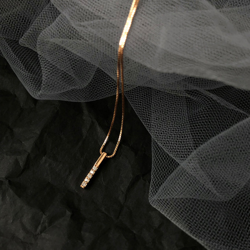 s925 silver long geometric necklace female Korean version clavicle chain simple and generous internet celebrity temperament personality student fresh