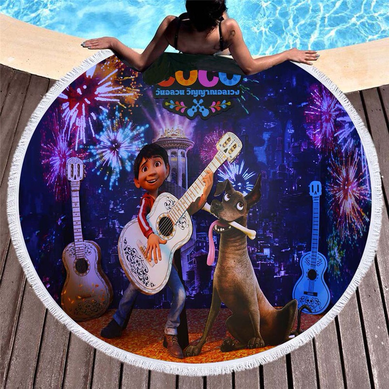 Embroidered European and American 3D Digital Printed Star Wars Beach Towel Microfiber Round Tassel Beach Mat