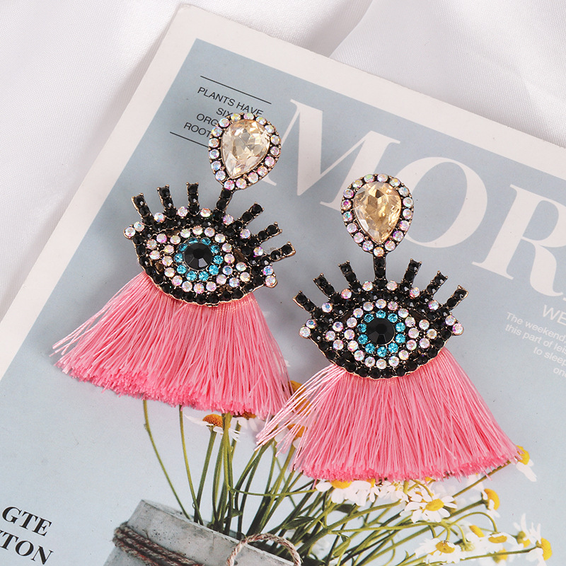 Fashion Vintage Diamond Eye Tassel Earrings display picture 12