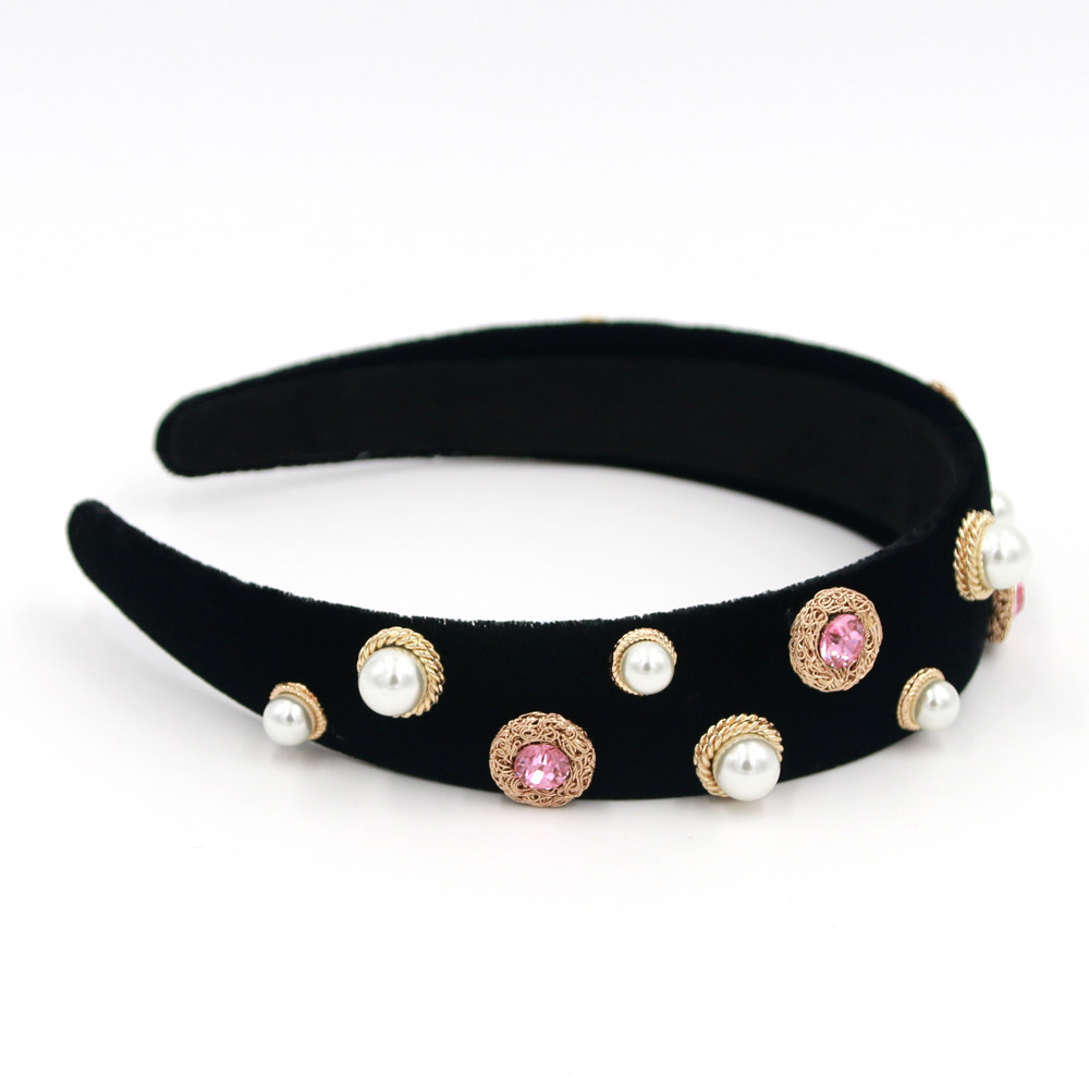 Hot Selling Fashion Crystal Clear Pearl Metal Headband display picture 7