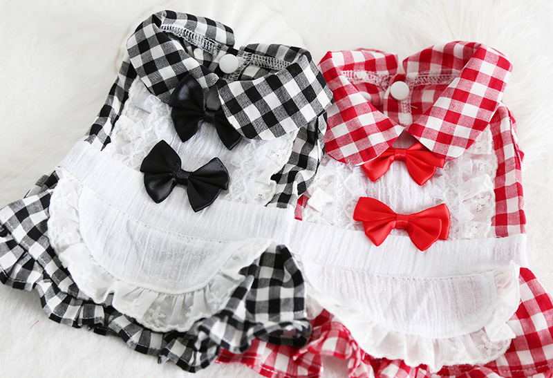 格子蝴蝶结女仆裙