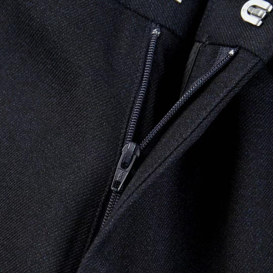 Men Slim Professional Straight Leg Business Casual Dress Suit Simple Clean Color Micro Elastic Pants_voghion.com