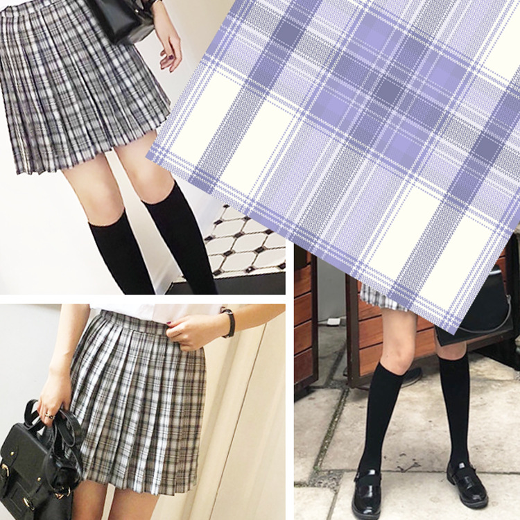 support customized JK Pleated skirt polyester TR Fabric school uniform Crimp customized Dyed Plaid