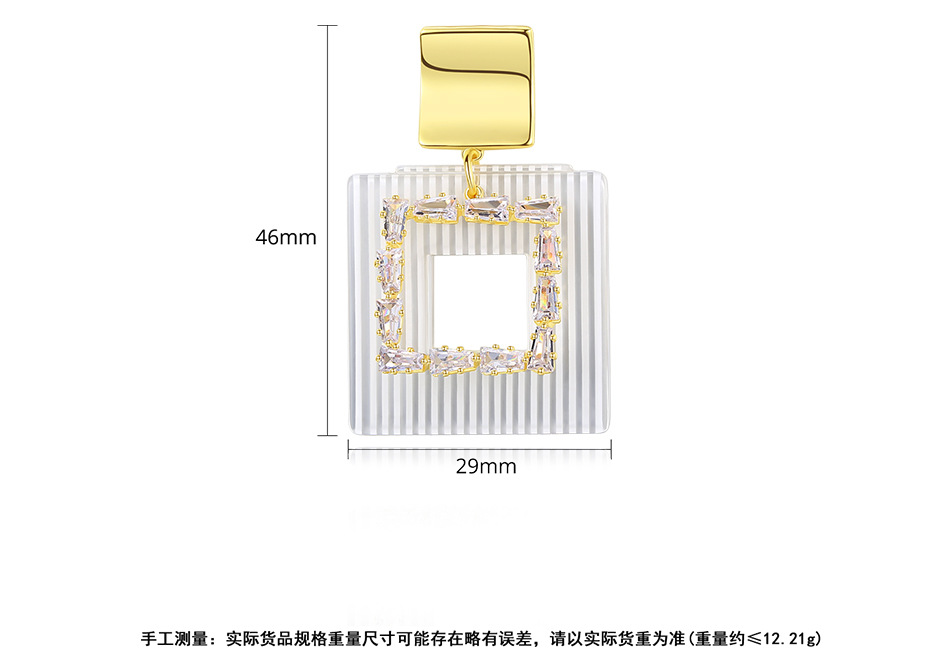 Jinse Fangling Ohrringe Koreanische Mode Temperament Quadratisches Damen Bankett Kupfer Zirkonium Ohrringe Ohrringe Großhandel Geschenk display picture 6