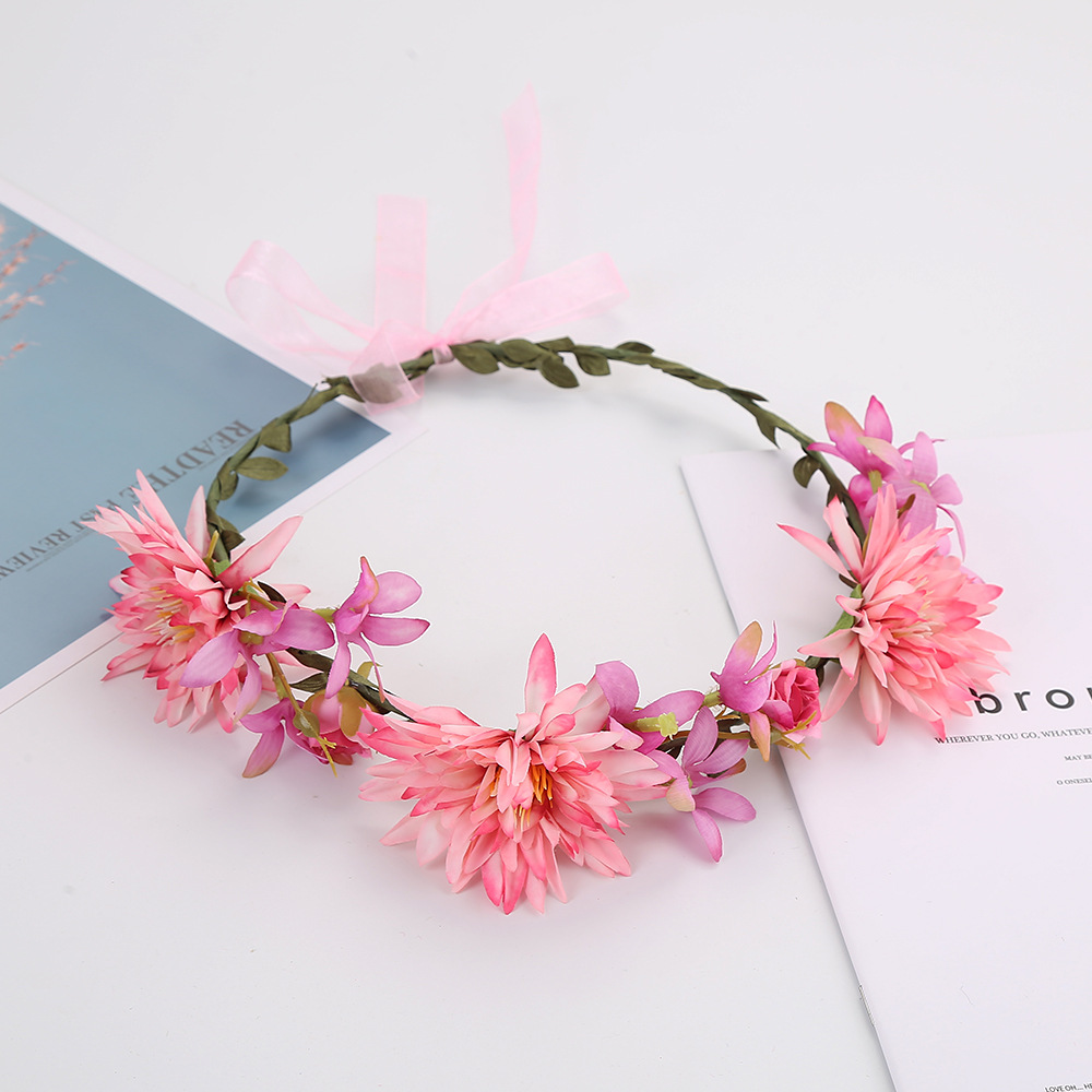Suministro transfronterizo Europeo y Americano tocado nupcial flor artificial guirnalda tocado hecho a mano diadema tocado multi-color opcional