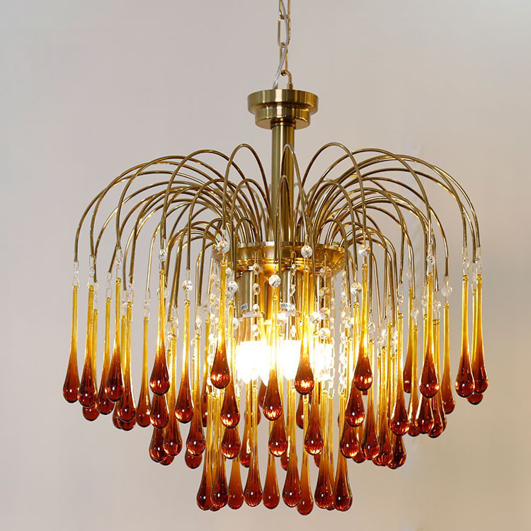 创意琉璃水滴吊灯轻奢水晶非标吊灯卧室餐厅水晶灯客厅灯客厅吊灯|ms