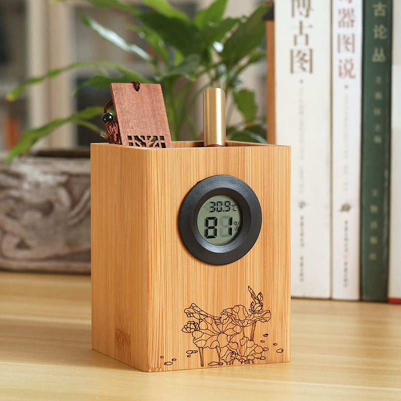 文创文具产品新年礼物创意实用小礼品送老师温度计湿度计电子笔筒