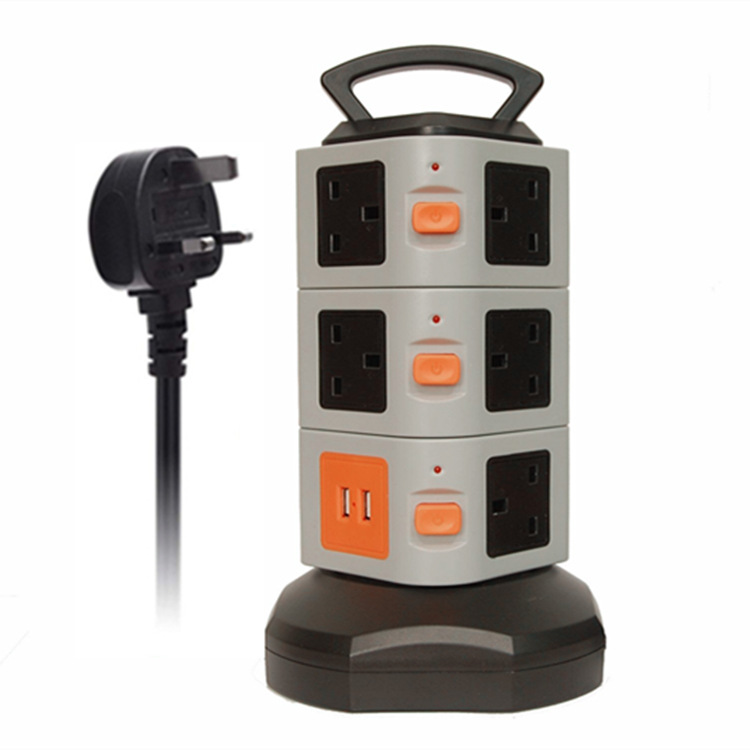 工厂批发美规英规欧规南非标新款立式插座宝塔排插创意多层多孔插