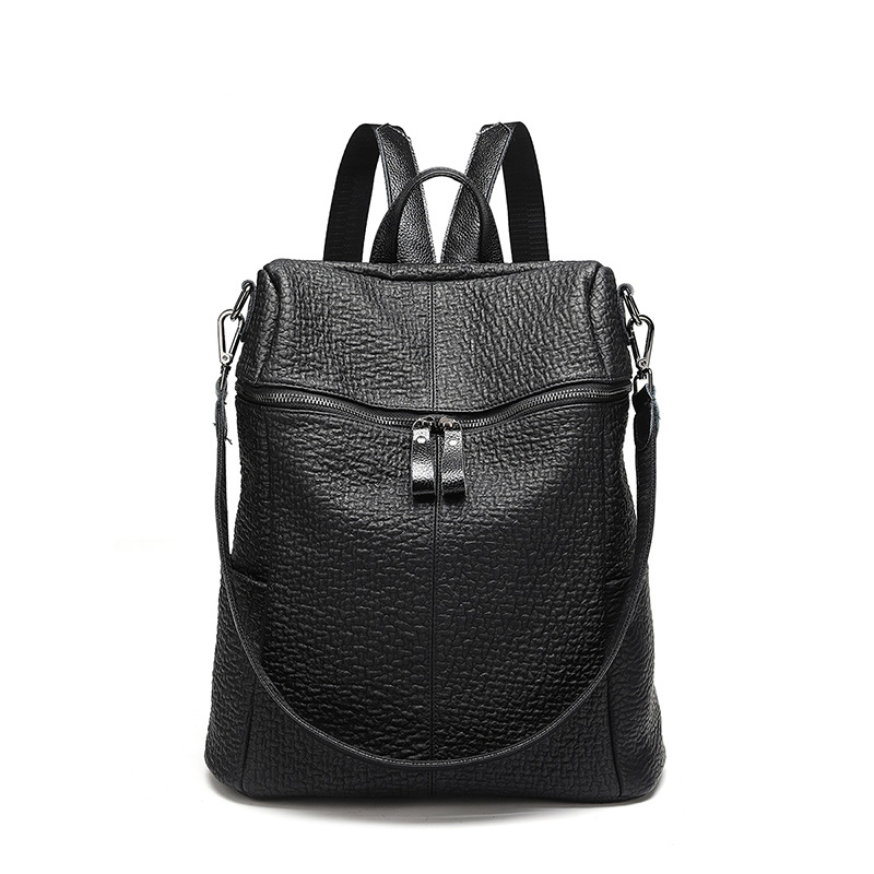 廣州真皮女包2019年新款大容量亞馬遜站雙肩包時尚休閑牛皮電腦包