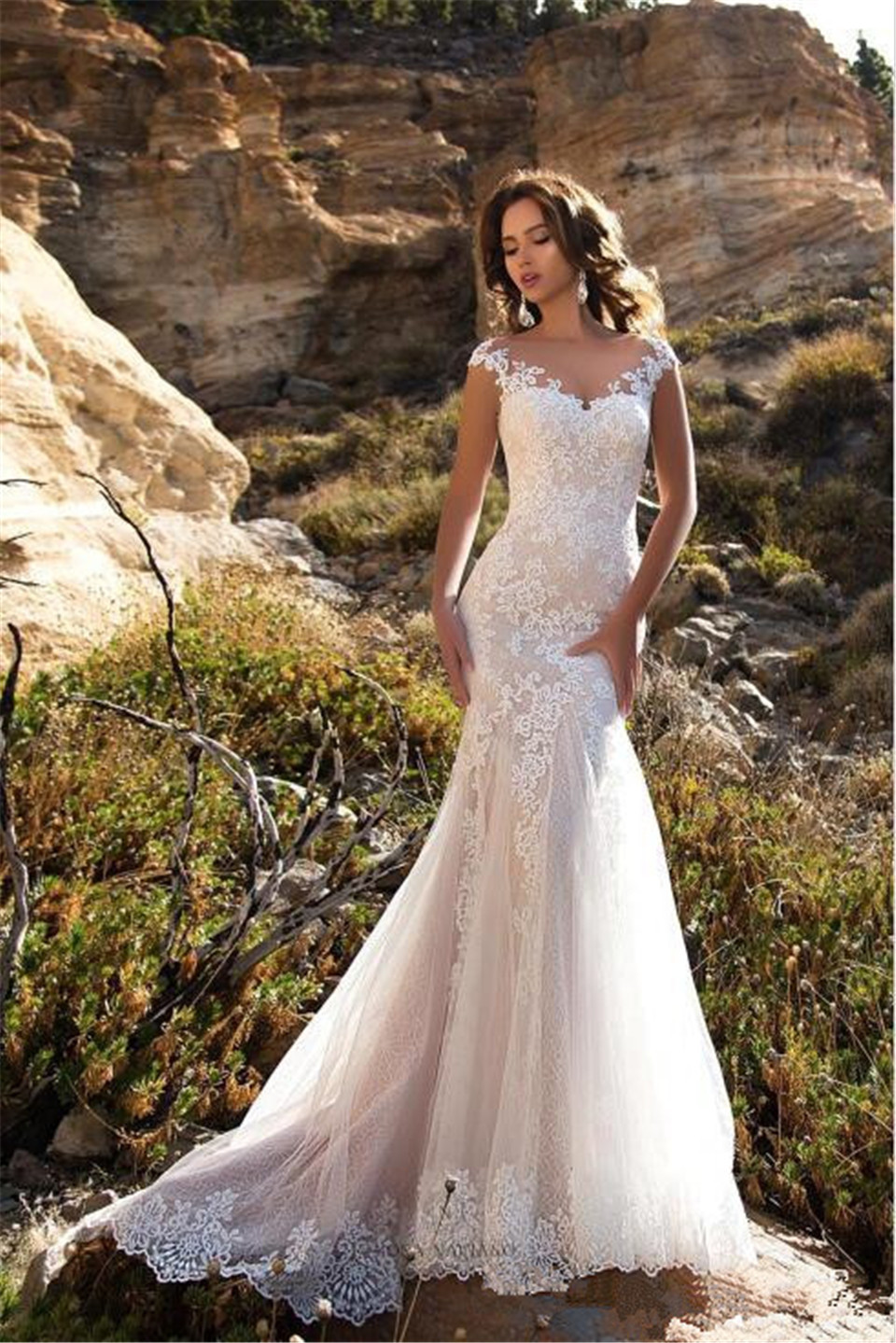 European and American Wedding Dress 2025 New Bridal One-Shoulder Wedding Dress Large Backless Slim Fashion Fishtail Large Size