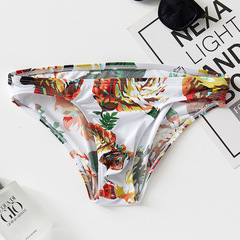 Printed Breathable Ice Silk Invisible Triangle Pants Low Waist Hip lifter Elastic Breathable Triangle Swim Trunks European and American Fashion Cross-border