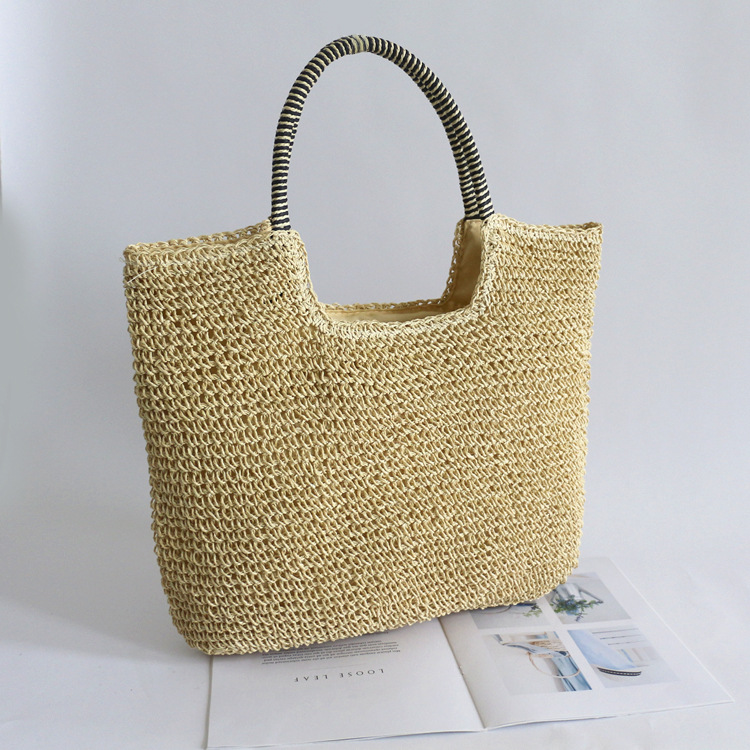 2020 new pattern portable Solid Woven bag European style Straw bag Female bag Versatile leisure time Summer Sandy beach Straw bag