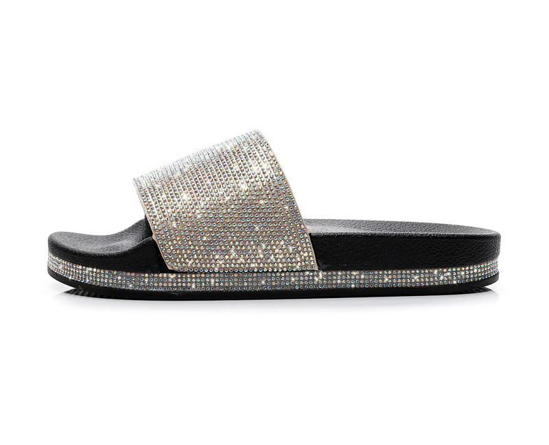 Mujeres Casual Vacaciones Color Sólido Diamante De Imitación Punta Abierta Zapatillas De Diapositivas display picture 19