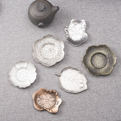 Alloy cup pad household kung fu tea set accessories heat-resistant insulation pad Japanese creative lotus leaf tea tray tea ceremony zero parts 