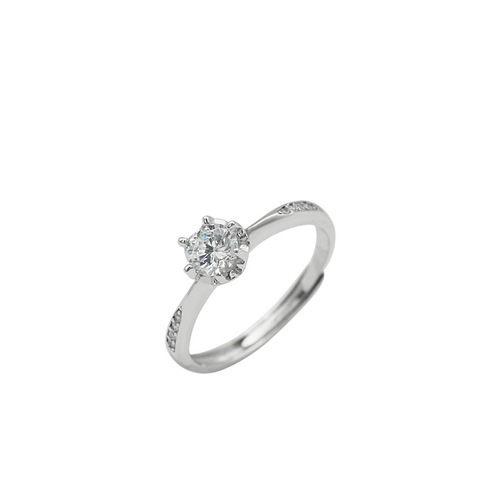 Living diamond ring s925 sterling silver proposal ring chic Korean version six-claw single ring couple ring women's silver ring jewelry
